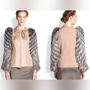 Carolina Herrera Vintage Blouse with real Fox sleeves - Size 8
